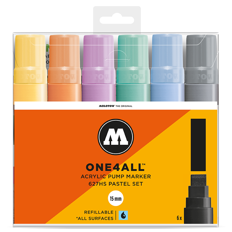 ONE4ALL 627HS 15mm – 200461 Pastel Set – 6 Unid.