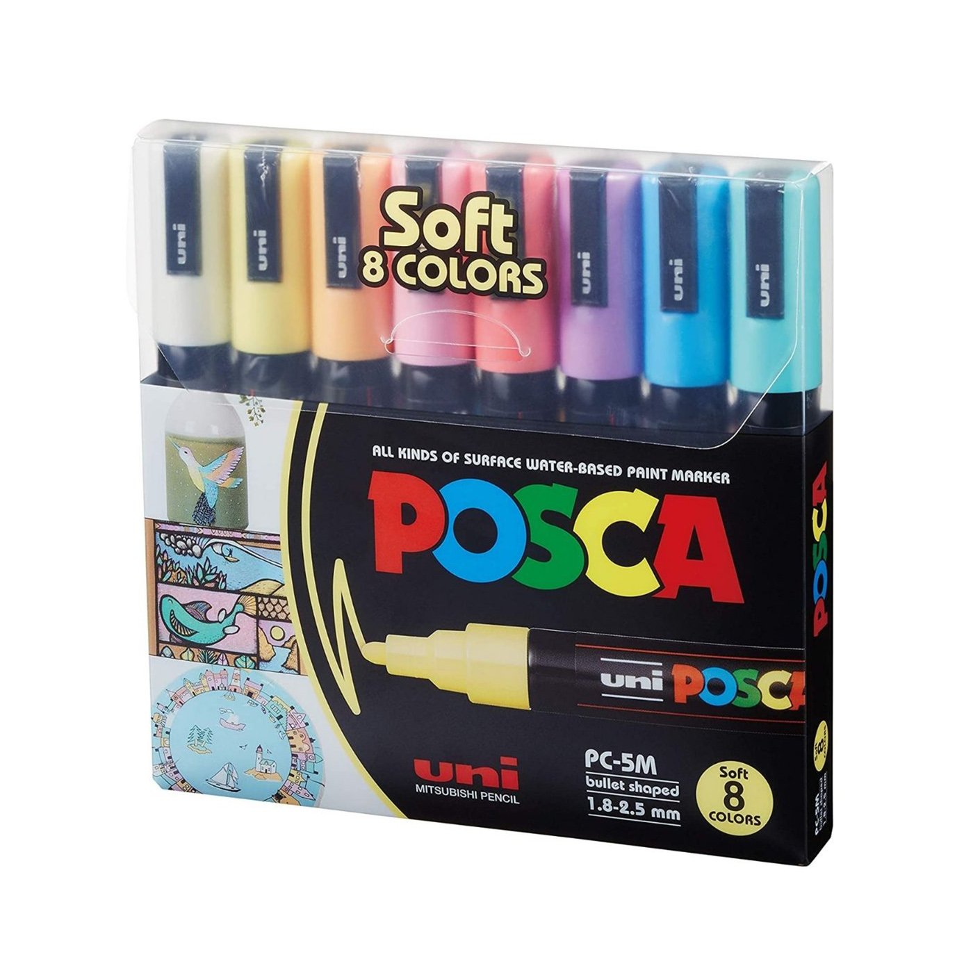 Uni POSCA 5M Set SOFT 8 colores – 1,8-2,5 mm